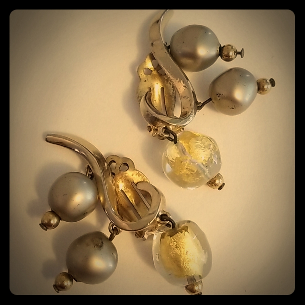 Schiaparelli Clip On Earrings Vintage 50s 60s Drop